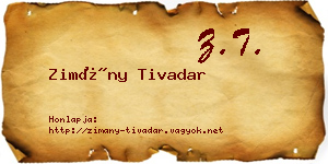 Zimány Tivadar névjegykártya